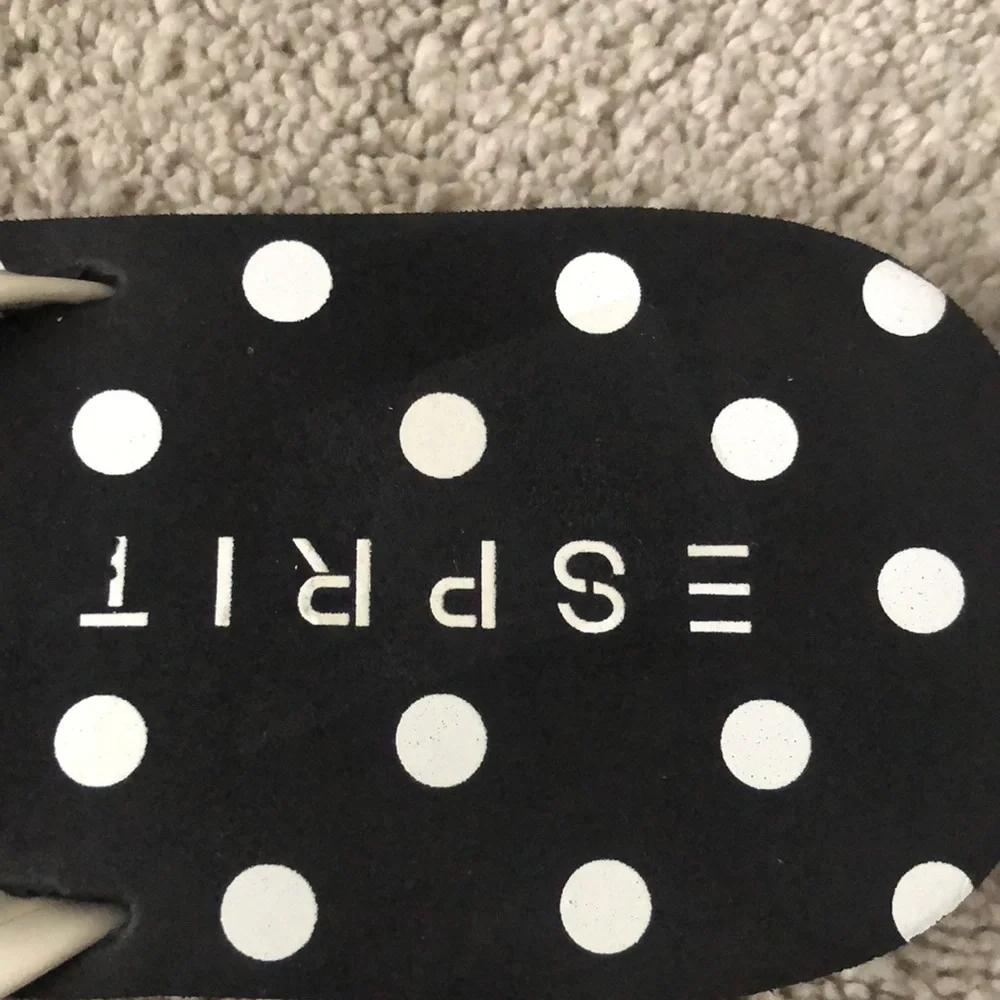 Esprit Women’s size 9 Flip Flops Polka Dots‎ Black White NWOT